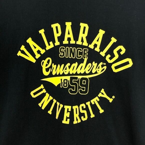Valparaiso University Crusaders Black with yellow Script T-shirt - Picture 3 of 8